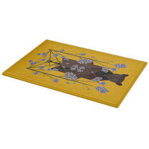 Planche À Découper Carte de coupe en verre moutarde Fox volant 11,5x8