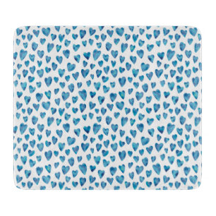 Planche À Découper Carte de découpe du coeur d'aquarelle bleue