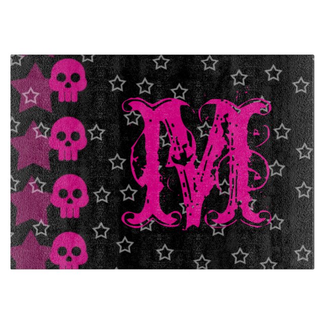 Planche À Découper Carte de découpe en verre de monogramme EMO Punk c (Devant)