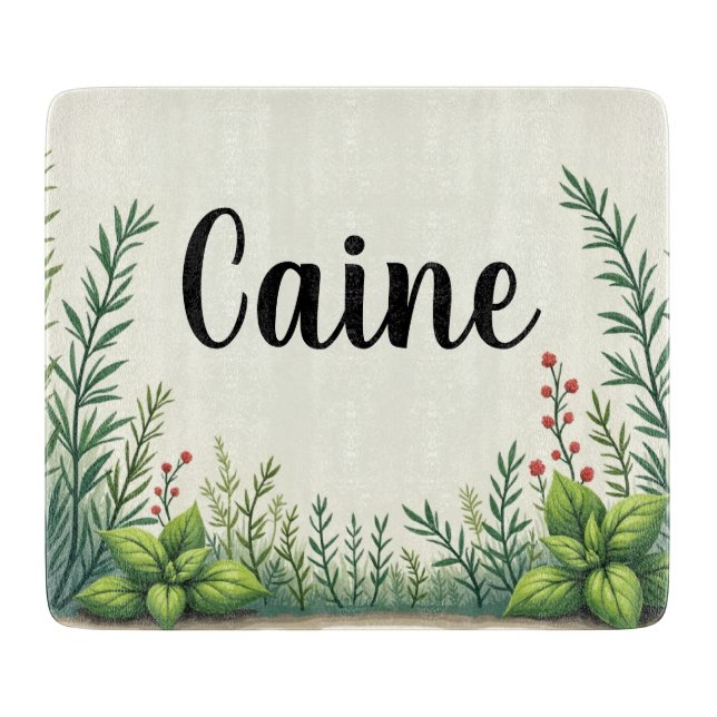 Planche À Découper Carte de découpe en verre d'herbe d'aquarelle pers (Devant)