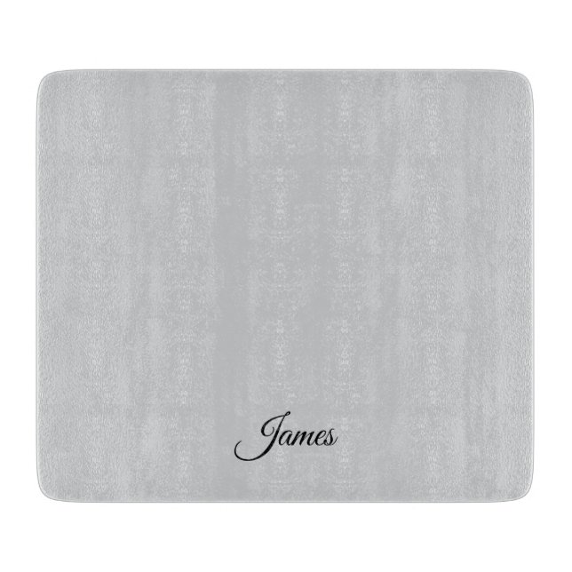 Planche À Découper Carte de découpe gris de nom personnalisé simple (Devant)