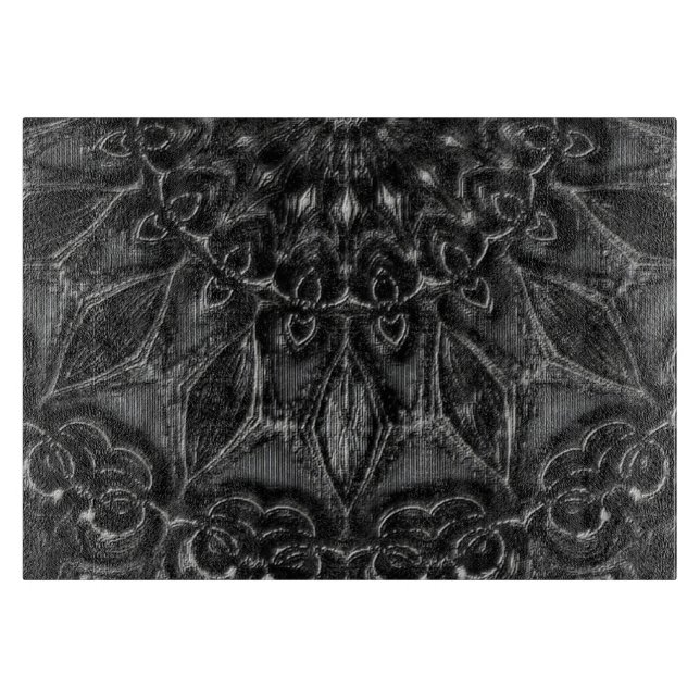 Planche À Découper Carte de découpe Mandala au charbon (Devant)