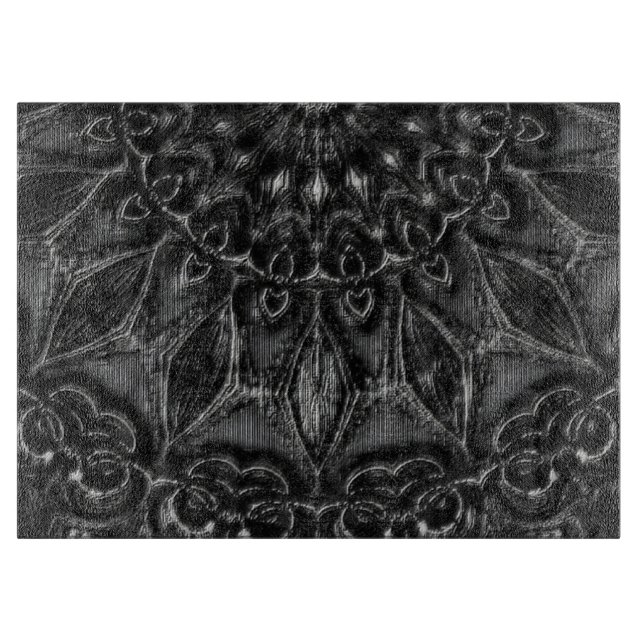 Planche À Découper Carte de découpe Mandala au charbon (Devant)