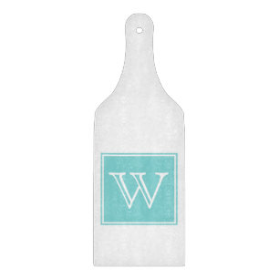 Planche À Découper Carte de découpe Monogramme Carré Turquoise
