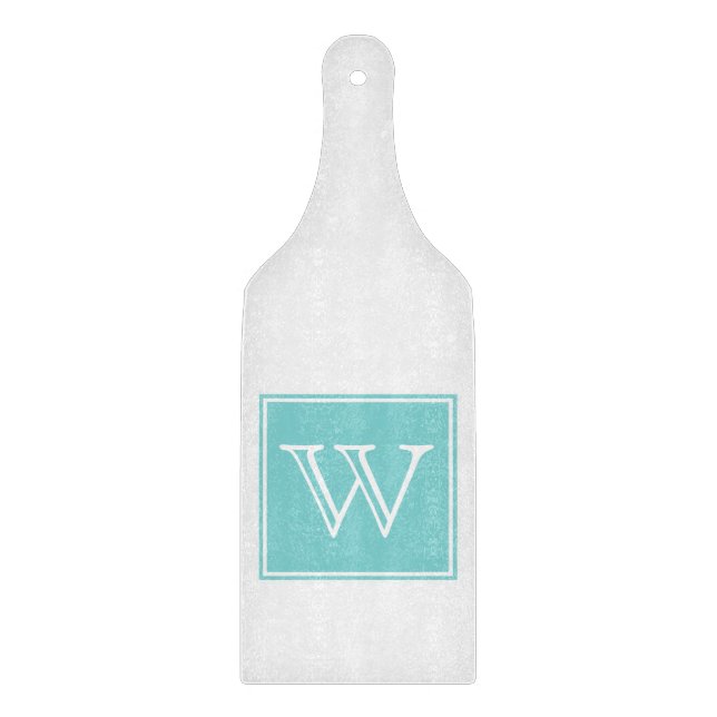 Planche À Découper Carte de découpe Monogramme Carré Turquoise (Devant)
