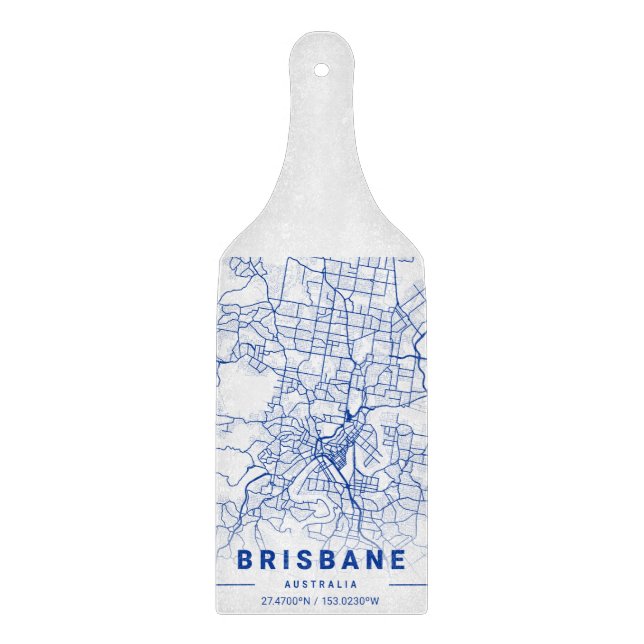 Planche À Découper Carte de la ville de Brisbane Tint bleu (Devant)