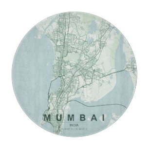 Planche À Découper Carte de la ville de Mumbai, Inde, design minimali