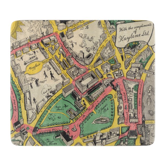 Planche À Découper Carte de l'itinéraire de couronnement, Londres, (Devant)