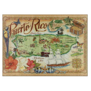 Planche à découper carte de Porto Rico