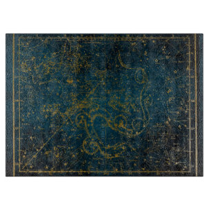 Planche À Découper Carte des étoiles vintage illustrée bleu foncé et 