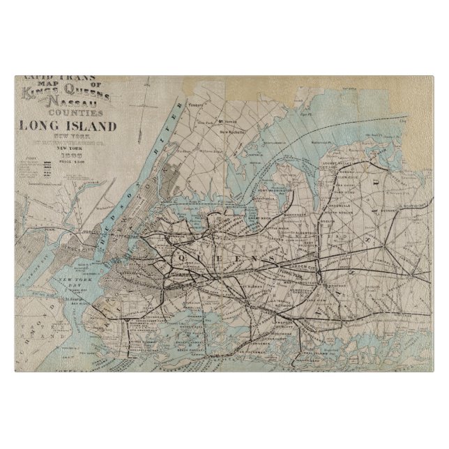 Planche À Découper Carte des rois, reines, Long Island (Devant)