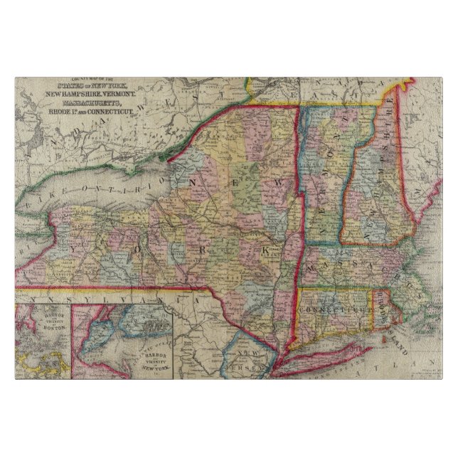 Planche À Découper Carte du comté des états de New York (Devant)
