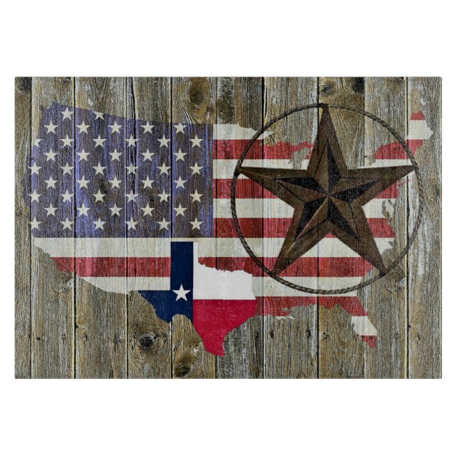 Planche À Découper Carte du drapeau de l'État de Texas Lone Star (Devant)