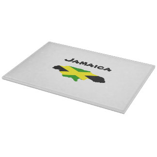 Planche À Découper Carte du drapeau jamaïcain étampé