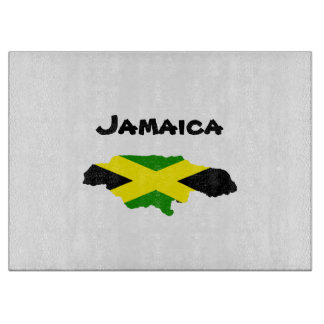 Planche À Découper Carte du drapeau jamaïcain étampé