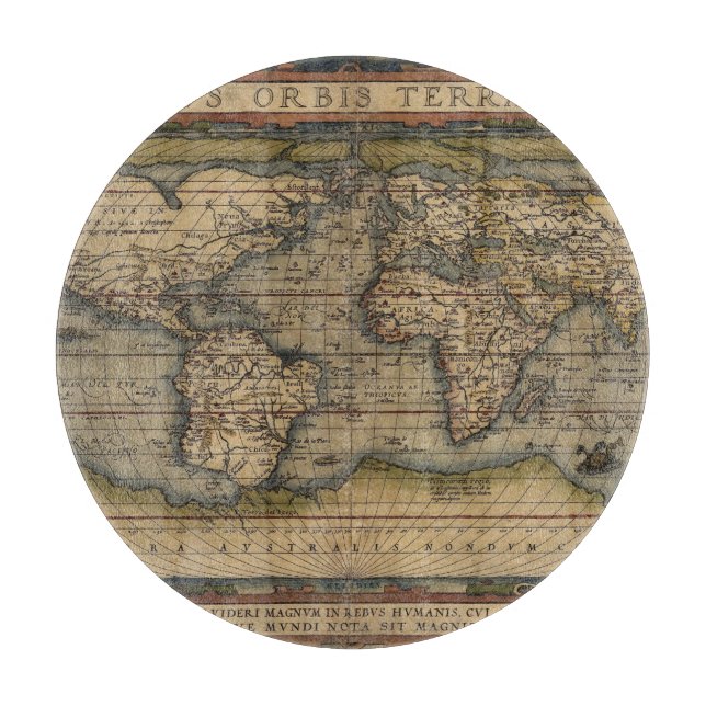 Planche À Découper Carte du monde Ortelius 1570 (Devant)