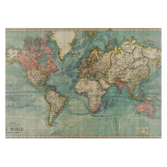 Planche À Découper Carte du monde vintage (Devant)