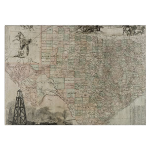 Planche À Découper Carte du Texas avec des frontières du comté