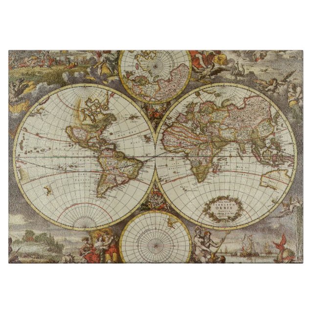 Planche À Découper Carte du Vieux Monde antique par Frederick de Wit, (Devant)