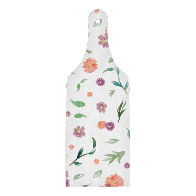 Planche À Découper Carte Fleur Aquarelle - Cadeau pour Couple Foodie (Devant)