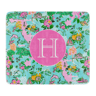 Planche À Découper Carte Floride Preppy Palm Beach Motif Monogrammé