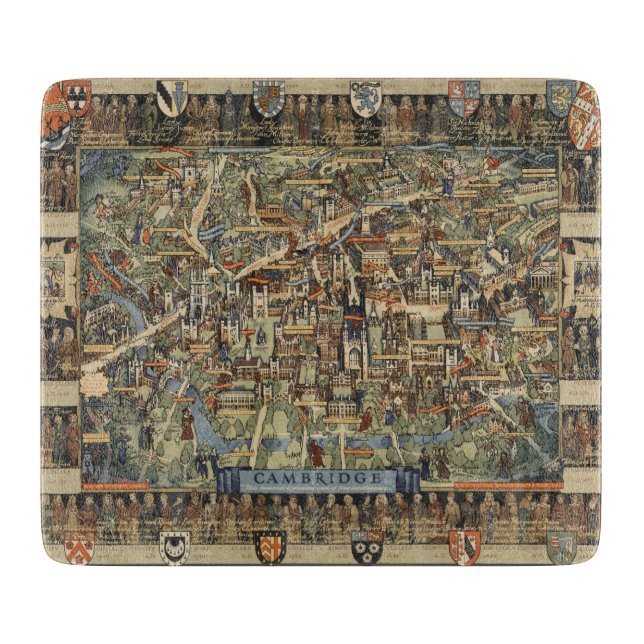 Planche À Découper Carte imagée de Cambridge, Angleterre (Devant)