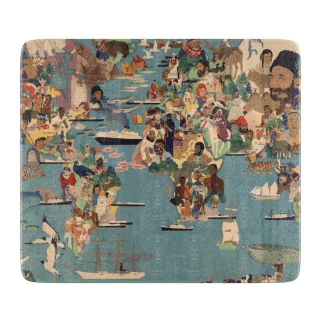 Planche À Découper Carte imagée du monde (Devant)