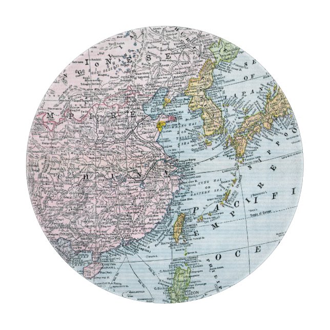 PLANCHE À DÉCOUPER CARTE : L'ASIE DE L'EST, 1907 (Devant)