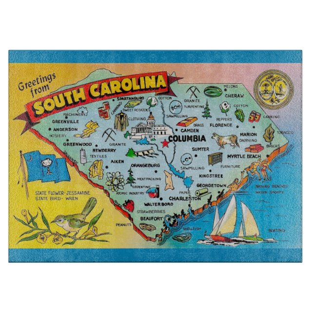 Planche À Découper Carte postale de Caroline du Sud  (Devant)