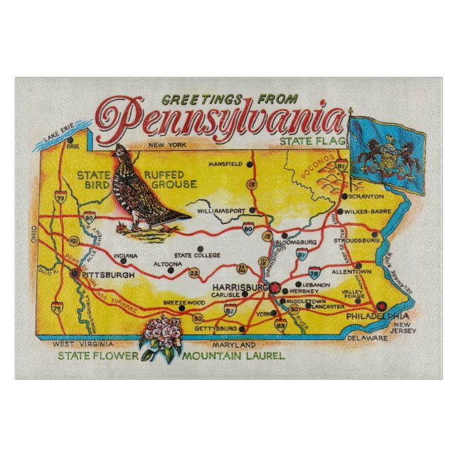 Planche À Découper Carte postale de Pennsylvanie (Devant)