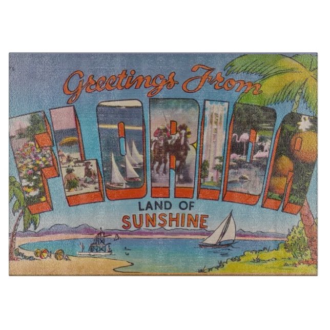 Planche À Découper Carte postale rétro de Floride (Devant)