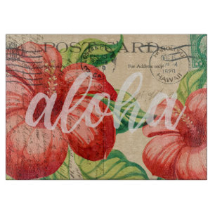 Planche À Découper Carte postale vintage d'hibiscus hawaïen