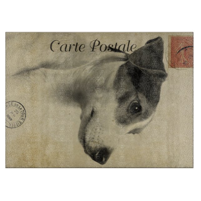 Planche À Découper Carte postale Vintage Jack Russell (Devant)