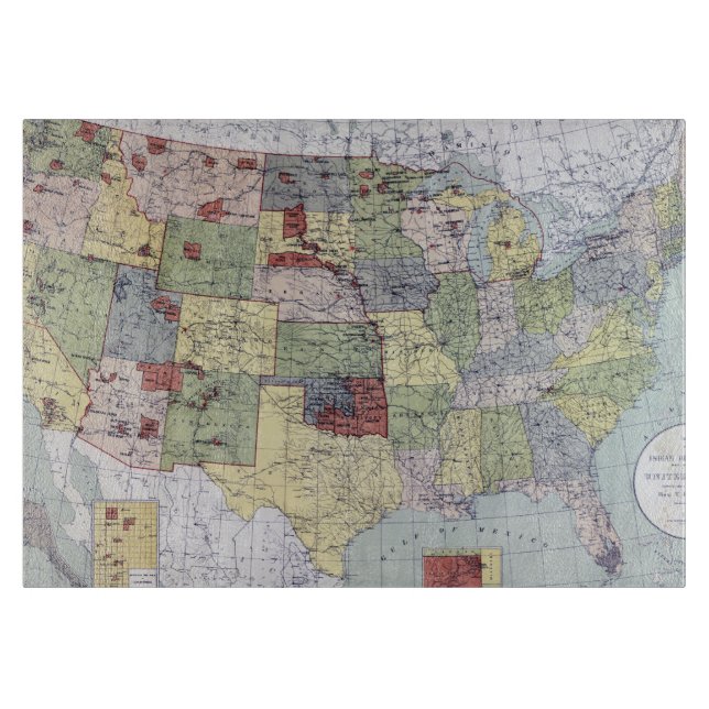 PLANCHE À DÉCOUPER CARTE : RÉSERVATIONS, 1892 (Devant)