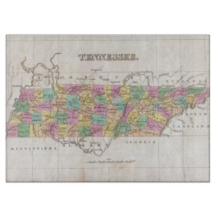 Planche À Découper Carte vintage du Tennessee (1827)