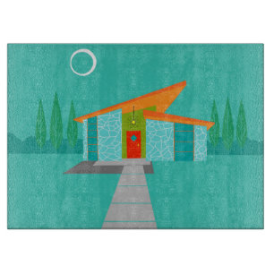 Planche À Découper Cartoon de l'âge de l'espace Maison de coupe en v