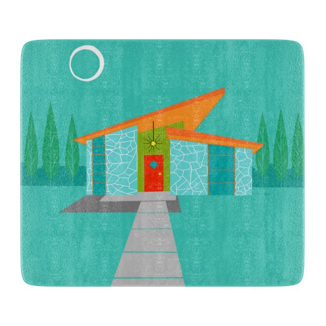 Planche À Découper Cartoon de l'âge de l'espace Maison de coupe en ve (Devant)