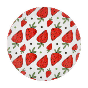 Planche À Découper Cartoon Red Strawberries Motif sans couture