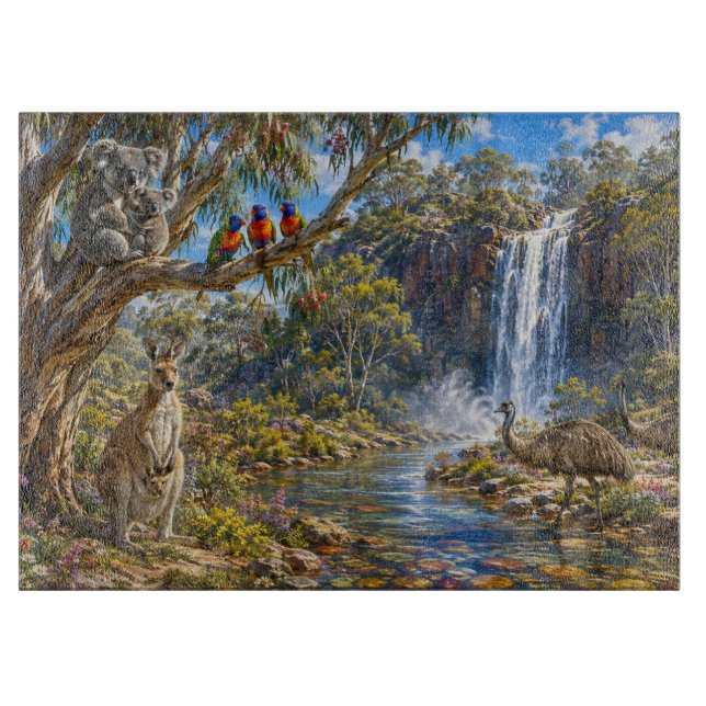 Planche À Découper Cascade majestueuse de la faune australienne  (Devant)