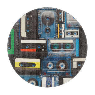 Planche À Découper Cassettes rétro : Bleu Arrière - plan Vintage.