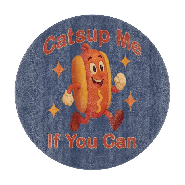Planche À Découper Catsume-moi si tu peux drôle Hot Dog - Ketchup Pun (Devant)
