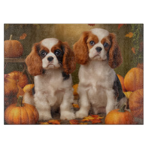 Planche À Découper Cavalier King Charles Spaniel Chiot Citrouille d'a