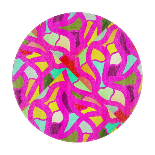 Planche À Découper Célébration avec un design en mosaïque rose (Devant)