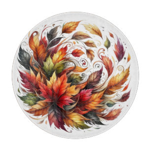 PLANCHE À DÉCOUPER CERCLE COLORÉ DES FEUILLES D'AUTOMNE À L'AUTOMNE