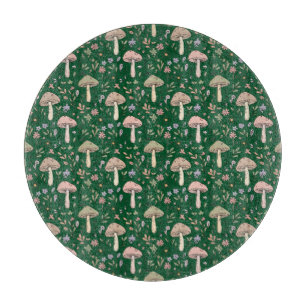 Planche À Découper Cercle Émeraude Fungi Forêt Sombre Ton Bijou