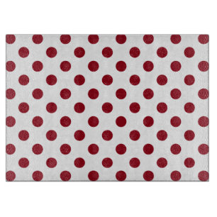 Planche À Découper Cercles de points rouges carmin