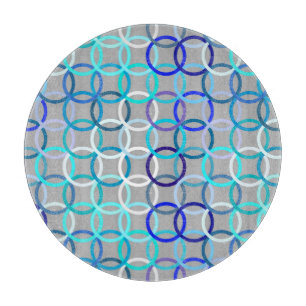 Planche À Découper Cercles modernes du milieu du siècle, gris, bleu e