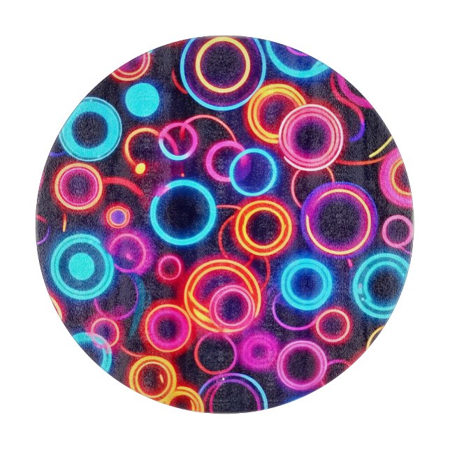 Planche À Découper Cercles Néon : Un Festin Visuel Vibrant (Devant)