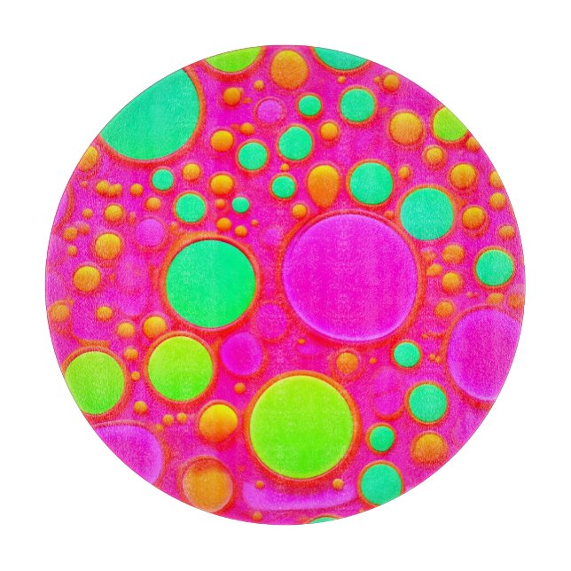 Planche À Découper Cercles roses et verts (Devant)