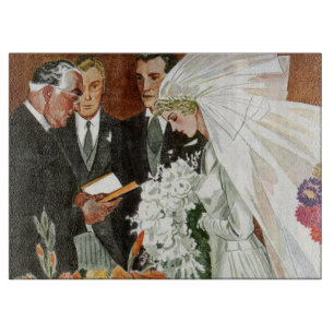 Planche À Découper Cérémonie de mariage vintage avec mariée et mari